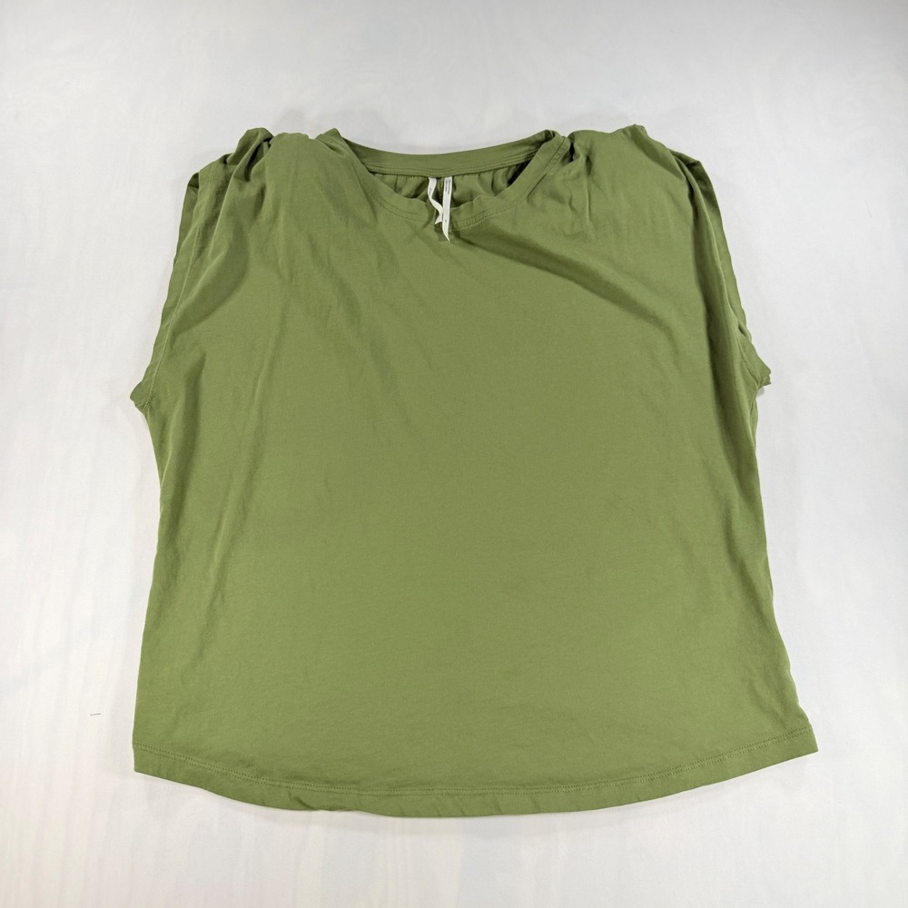 Anthropologie Muscle Tee Women M Olive Green Padded Shoulder Cotton Top